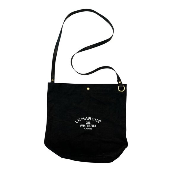 Le Marché de Whiterm Paris Black Canvas Shoulder Bag - Picture 1 of 4